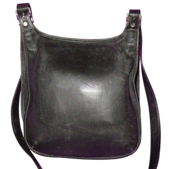 COACH 90s Vintage Black Legacy Saddle Leather Hippie Flap Crossbody Shoulder Bag - Picture 2 of 7